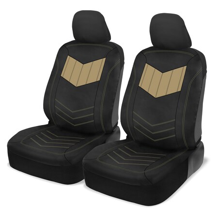 Motor Trend Pu Leather Seat Cover/Beige 4Pc MTSC-304-BG